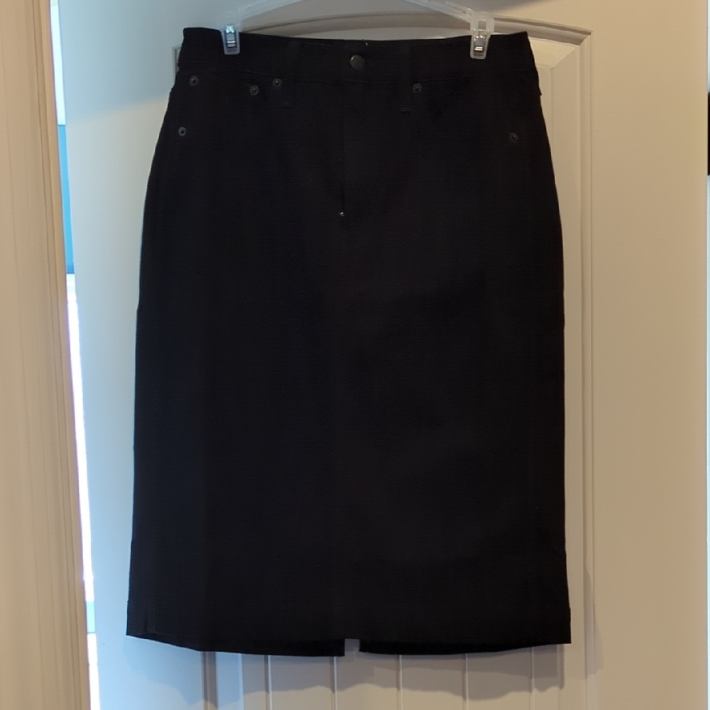 Black Knee-Length Denim Midi Skirt  JCrew